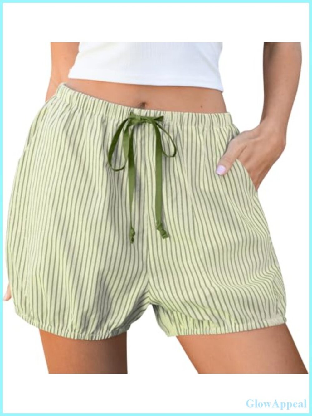 TARSE Women Balloon Striped Gingham Shorts Casual Lounge Bottoms